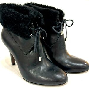 Coach Malia fur trim black stiletto booties 7